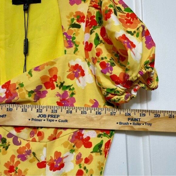 Alexia Admor Gracie Sweetheart Fit & Flare Midi Dress in Yellow Floral Size 6 - Picture 13 of 16